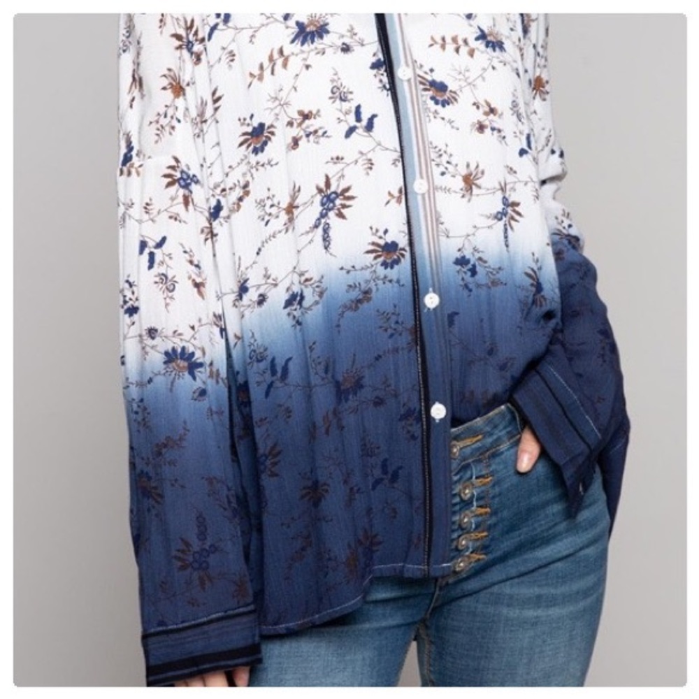 *CLEARANCE* POL Woven Ombré Button Down Top - Picture 7 of 10